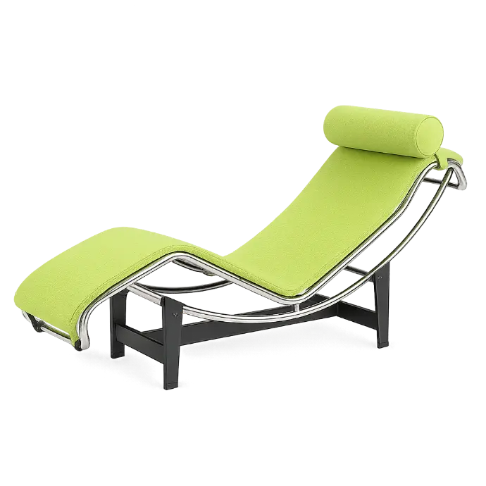 LC4 chaise longue reproduction upholstered in cashmere blend, bright green