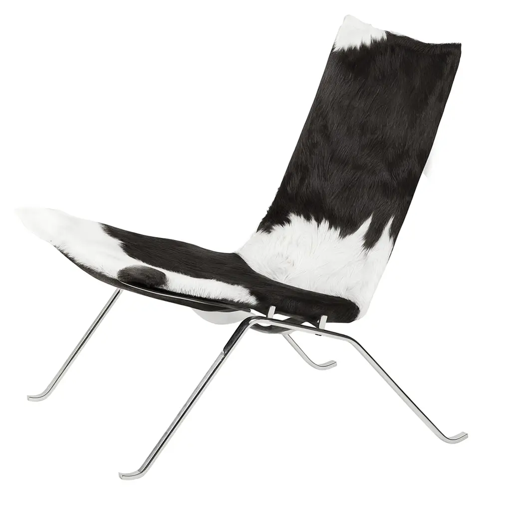 PK22 Lounge Chair Cowhide (Black-White)