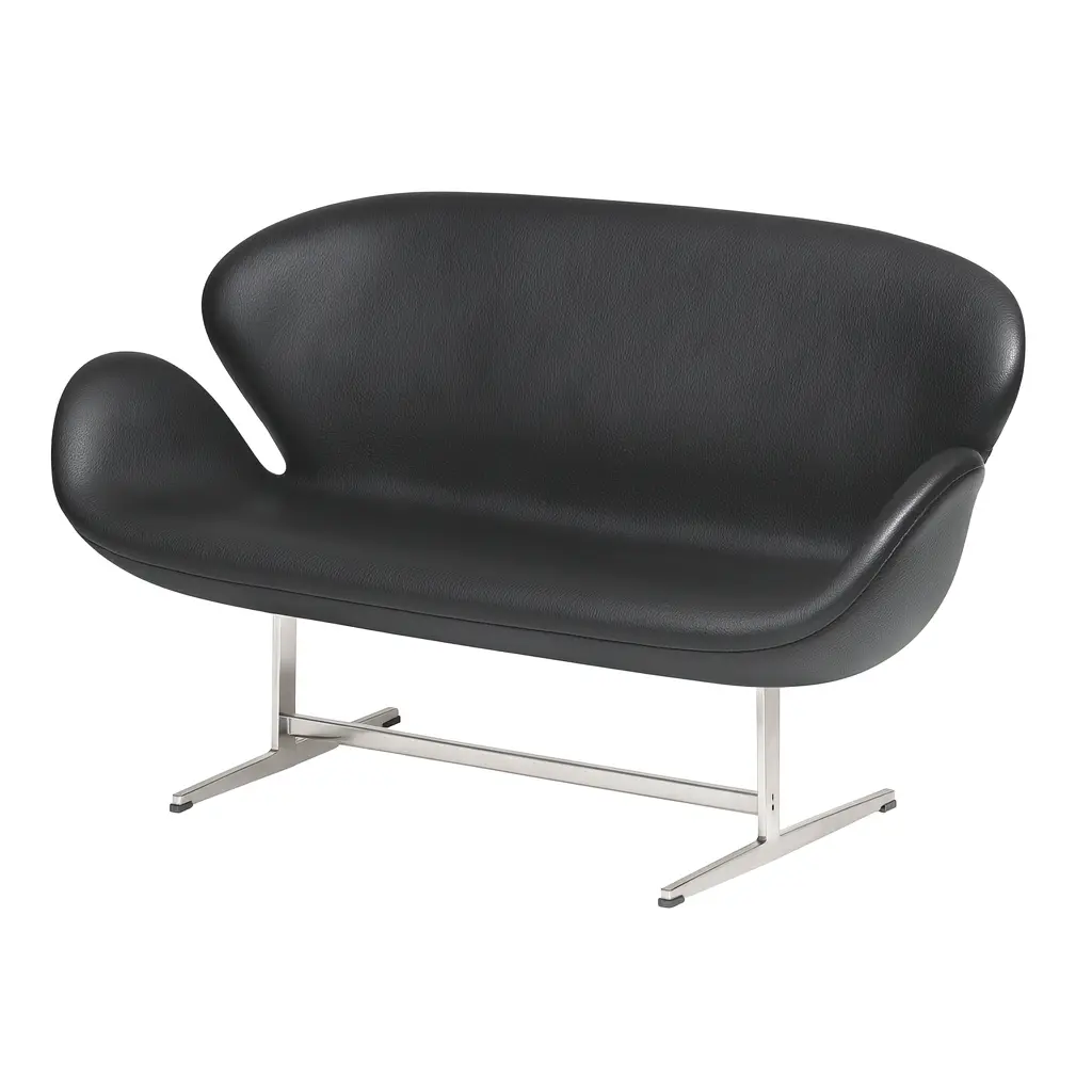 [2440-07-0000-2106] "Swan" Design Sofa Leather Version (Black)